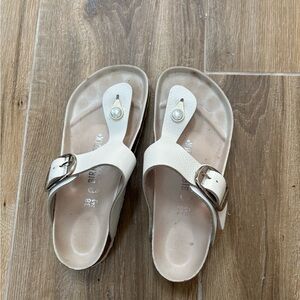 Birkenstock Cream Buckle Sandals